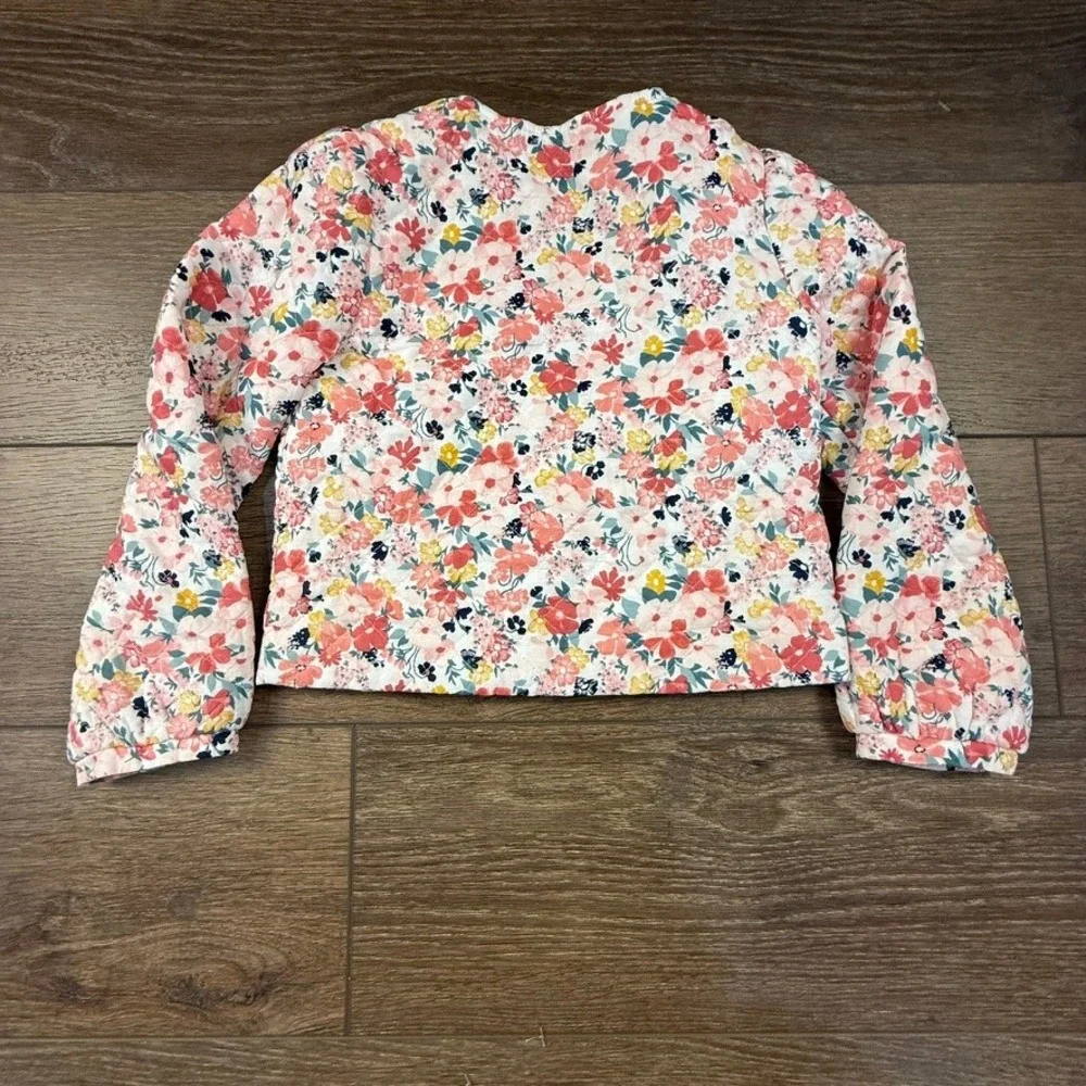 Janie and Jack Girls Quilted Floral Jacket Sz 6 Lightweight, Button Front - Picture 10 of 12